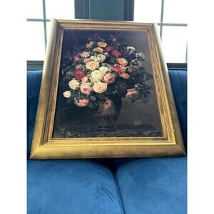 Baroque Flowers Print Gold Frame